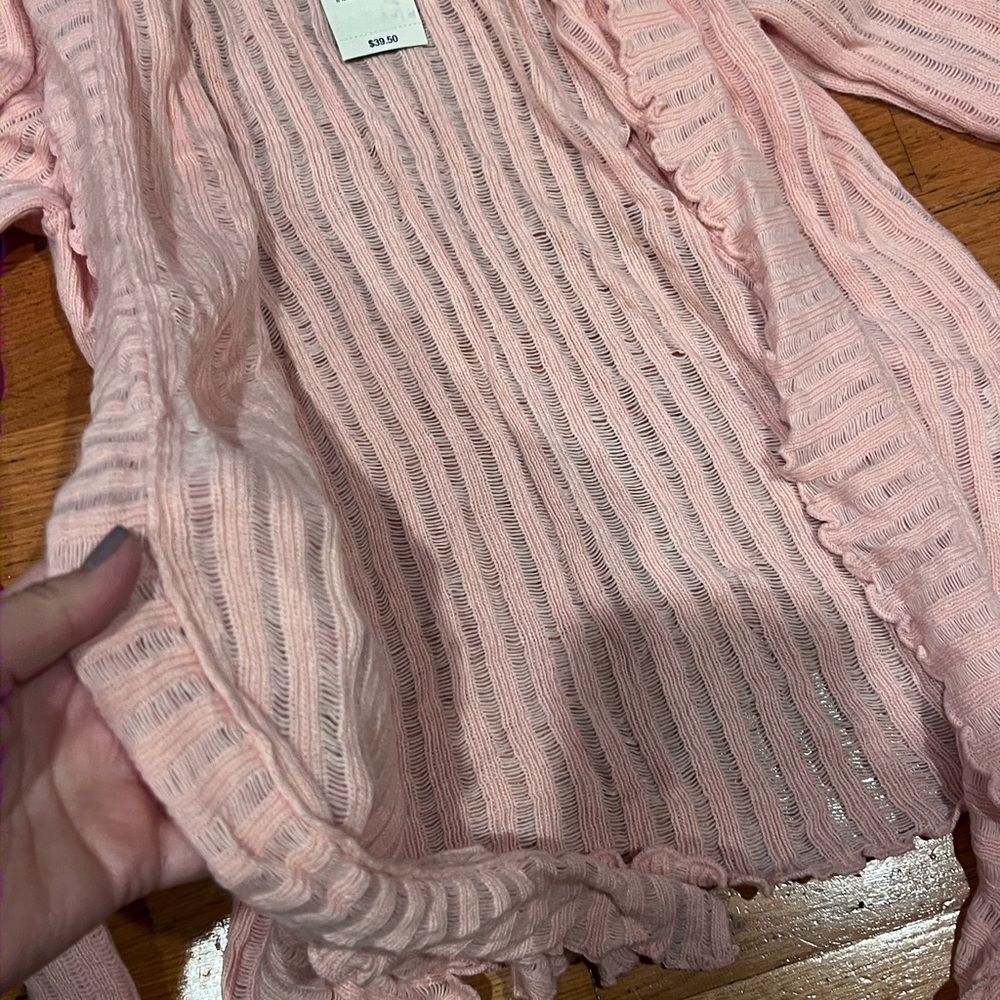 Express Pink Ruffled Cardigan - Picture 3 of 3